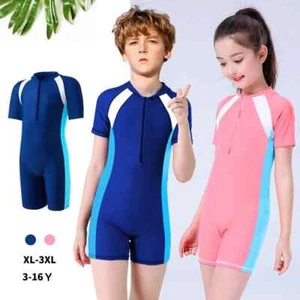 Swimsuit Short Sleeve One Piece Zip Bathing Suit Swimming suit Beach Swimwear  - Picture 1 of 14