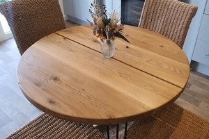 Solid Oak Round Dining Table / Rustic Solid Oak / Round Dining Table / Handmade - Picture 1 of 10