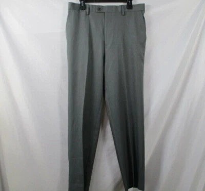 Saddlebred мужские брюки 34 X 32 серый плоский переднее платье прямой полиэстер молнии - Изображение 1 из 4