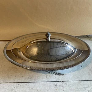 Vintage Stainless Steel Elegant Serving Dish With Lid & Handle 40 X 30 X 5 Cm  - Picture 1 of 6