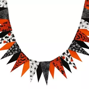 Ashland Brand Skull & Spider Flag Halloween Garland 6' - Picture 1 of 2