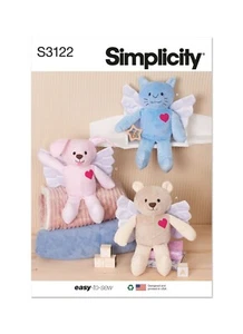 SIMPLICITY 3122 PLUSH 15" MEMORY ANIMALS & WINGS Sewing Pattern Skill: EASY - Picture 1 of 5