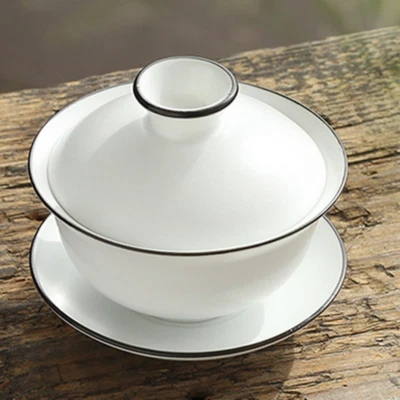 Juego de té chino Dehua porcelana Gaiwan taza tazón platillo puré kung fu decoración Foto 1 de 4