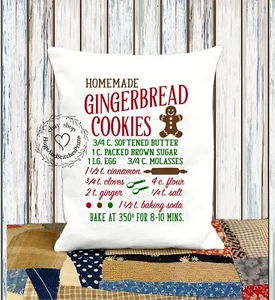 Gingerbread Cookies Baking Recipe Fabric Pillow #1143 - Picture 1 of 6
