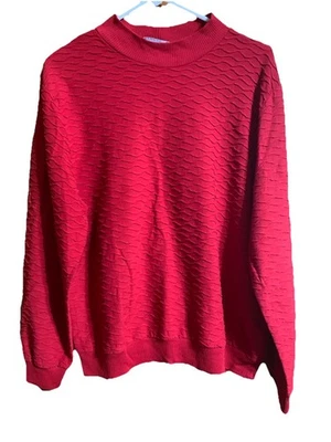 Vintage Blair Red Textured Knit Mock Neck Sweater Women’s L Long Sleeve Pullover - Image 1 of 3