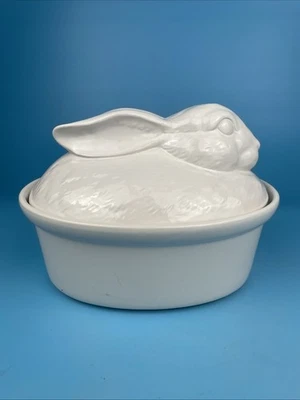 Weiße Keramik Hasen Terrine, Auflaufform Japan, vintage - Bild 1 von 4