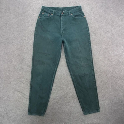 Jeans feminino vintage Levis 521 16 verde médio ajuste cônico perna cônica EUA 90s - Imagem 1 de 4