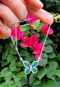 Emerald Necklace 18.5ct 925 Sterling Silver Oval Handmade Green Gemstone 7.8g - Picture 1 of 4
