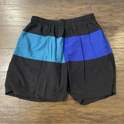 C & B SPORT - Blue Black Swim trunks, 100% Poly Lining, 100% Nylon, Mens LARGE - Image 1 of 4