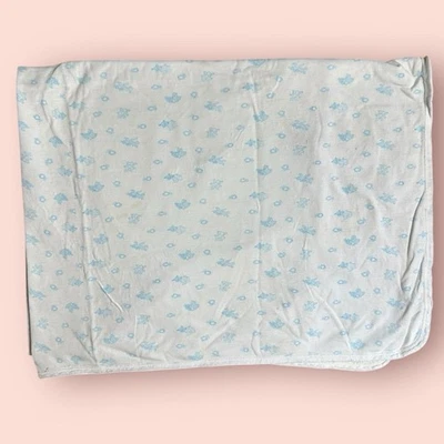 Manta de Colección Carters Blanco Azul Pastel Gato Oso Bebé Algodón Amoroso DEFECTOS Foto 1 de 4