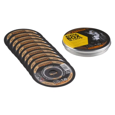 10 x RHODIUS Alpha XT70 115mm (4-1/2") Thin Slit 1.0mm Inox Cutting Discs/Blades