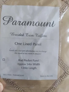 PARAMOUNT LOT of 5-BRAIDED TAFFETA DRAPERY ROD POCKET PANEL 54X108(NEIMAN MARCUS - Picture 1 of 5