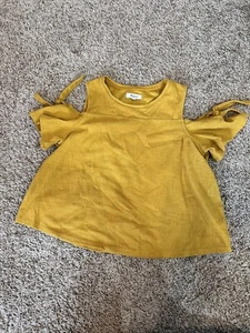 Madewell Top Damen Medium senfgelb Cold Shoulder Strickshirt Bluse zum Binden - Bild 1 von 6