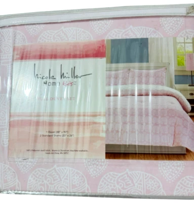 Nicole Miller Niños Niñas Completo Algodón 3 piezas Juego de Funda Nórdica Rosa Elefante NUEVO Foto 1 de 4