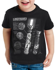 Laserschwert Kinder T-Shirt jedi lichtschwert light saber luke kenobi blaupause - Bild 1 von 9