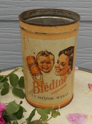 ANCIENNE BOITE EN TOLE FER  PUBLICITAIRE LITHOGRAPHIEE BLEDINE - Photo 1/4