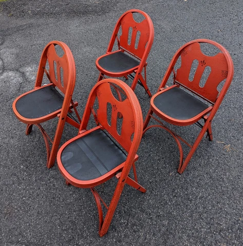 Pair Vintage Antique Old SOLID Wood Wooden Kids Children Side Dining Chair Seat Cover