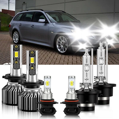For BMW 545i 2004-2006 HID LED Headlight Bulb High Low+Fog Light Kit 6500K White - Image 1 of 4