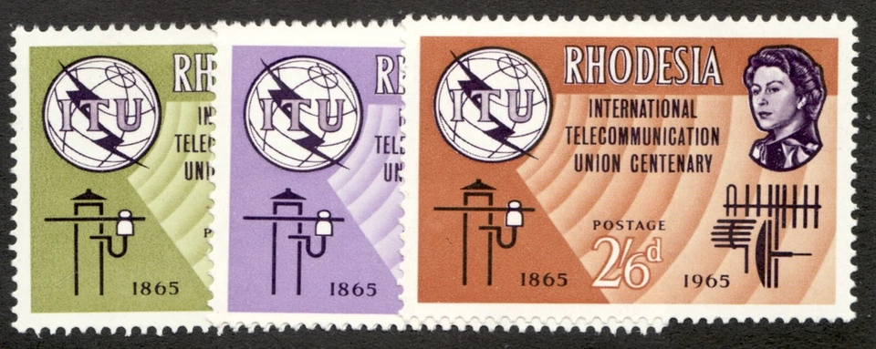 1965 Rhodesia Sc# 200-02 -QEII, International Telecommunications Union 100th MNH - Image 1 of 1