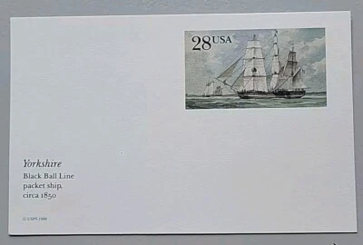 Postal Stationery UX122. Post Card. Yorkshire Circa 1850. 28 Cents. UNUSED. 1988 - Image 1 of 3