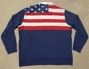 Polo Ralph Lauren Flag Patch Rugby Shirt Men's 2XL Blue Long Sleeve USA NWT - Picture 1 of 16