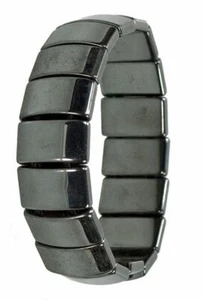 Hämatit Edelstein Armband 7x18 mm schwarz Gummizug-Armband 19 cm flach - Bild 1 von 1