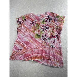 Time and Tru Floral Print Top Ruffle Hem Short Sleeve Boho Blouse XXL - Picture 1 of 7