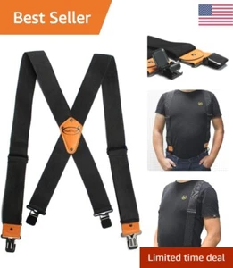 Industrial Strength Suspenders - Non-Elastic Front, Elastic X-Back, Durable Clip - Picture 1 of 10