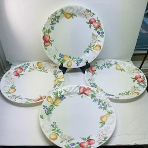Corelle "Chutney Swirl" Dinner Plate Lot of 4 Vintage Fruit Border - Picture 1 of 8