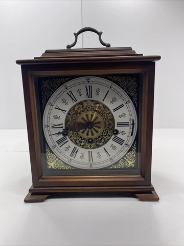 Vintage German Westminster 3 Linden Chime Mantel 2 Jewel Clock 8-Day NOT WORKING Cover