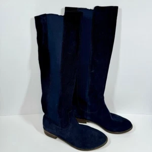 Very Volatile Suede Knee High Boots Elastic Panel Comfort Blue Size 7 - Picture 1 of 9