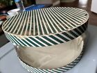 Vintage Green Stripped Large hat box Clear PVC Top And Bottom