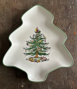 Spode Ceramic Christmas Tree Dish S3324-A7, 9" x 8" - Picture 1 of 5