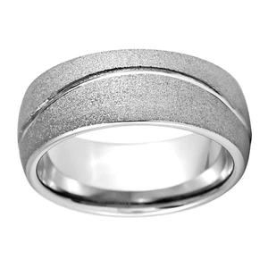 8mm Tungsten Swirl Stone Frosted Finish Men's Band Ring Size 7-15 - Picture 1 of 3