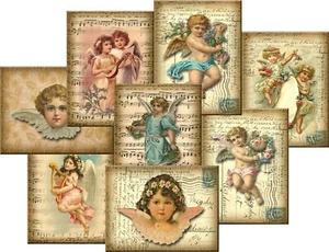 8 ANGEL CHRISTMAS NOTE CARDS GLOSSY BLANK IVORY ENVELOPES ORGANZA BAG - Picture 1 of 5