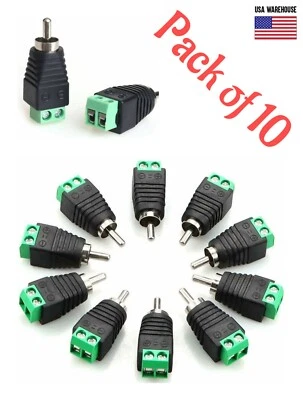 10pcs of Speaker Wire Cable to Audio RCA Male Connector Adapter Jack Plug  - Image 1 of 4