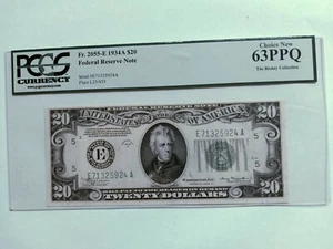 FR 2055 E 1934A $20 Federal Reserve Note Richmond Virginia PCGS Choice New 63PPQ - Picture 1 of 2