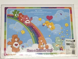 Manteles individuales de actividad de papel arco iris vintage Care Bears 100 unidades sellados - Imagen 1 de 7