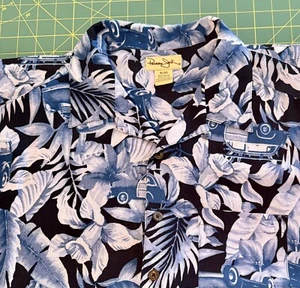 Panama Jack Mens Xl midnight floral print Hawaiian Aloha island shirt - Picture 1 of 9