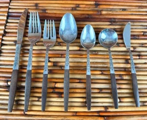 Interpur * INR2 Faux Brown Wood Stainless Steel Flatware CHOICE - CHOOSE (165) - Picture 1 of 3