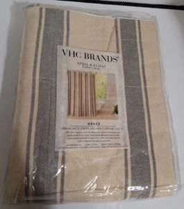 Cortina de Ducha Grace Granja 72x72 Grano Saco Rayas Baño Decoración VHC Nuevo - Imagen 1 de 5