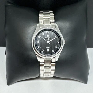 Burei B-3008L Unisex Silver Stainless Steel Analog Black Dial Quartz Watch JNA45 - Picture 1 of 12