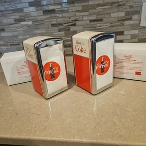 Set Of 2 Vintage 1992 "Have A Coke" Coca-Cola Metal Napkin Holder/Dispensers - Picture 1 of 16
