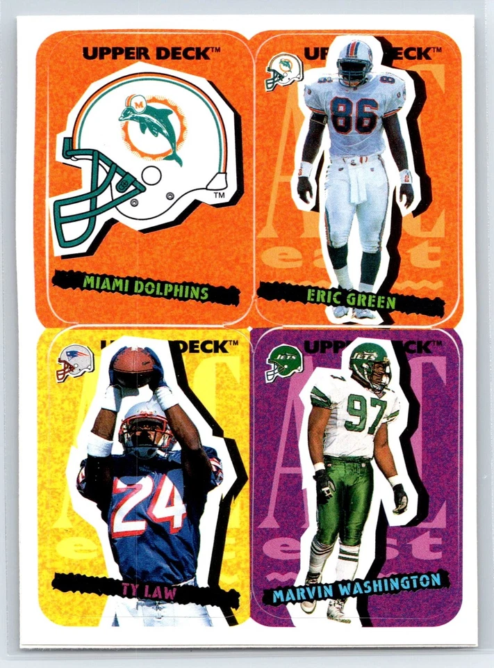 1995 Collector's Choice Update Dolphins Eric Green Ty Law Stick-Ums Insert #68 - Image 1 of 2