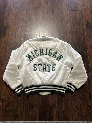 Vintage Holloway White Green Michigan State Spartans Varsity Jacket Mens Size XL - Image 1 of 4