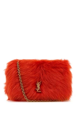 圣劳伦特杰米 4.3 迷你橙色红色毛皮单肩包全新正品 — 第 1/4 张图片