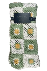 Cuadrados abuela afgana crochet a mano Rachel Zoe Throw 50x60" NUEVO - Imagen 1 de 6
