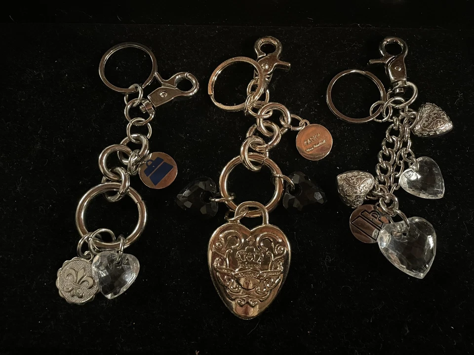 Lote De 3 Llavero Cartera Kathy Van Zeeland Dije Cristal Ornamentado Corazón Hinchado Llavero Foto 1 de 4