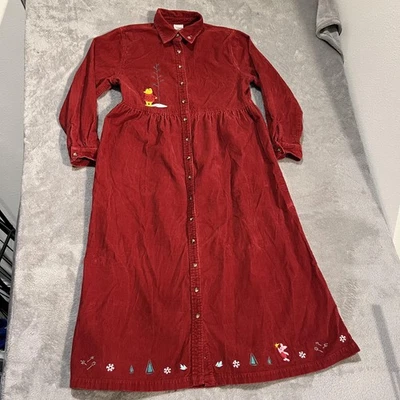 Vestido para mujer Disney Store XL rojo pana botón delantero Winnie the Pooh Piglet Foto 1 de 4