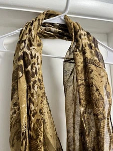 Bufanda Eyeful para mujer con estampado animal marrón y dorado 100 % poliéster nueva con etiquetas OBO - Imagen 1 de 8